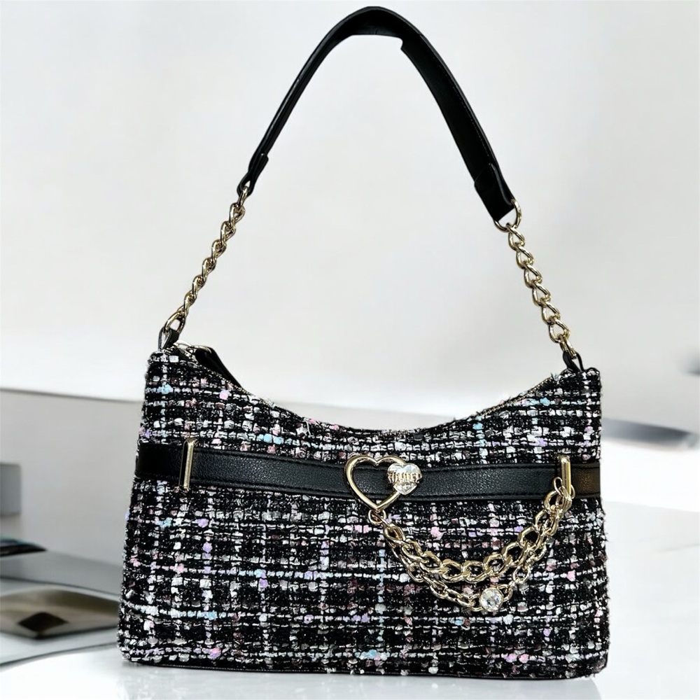 Juicy Couture Open Heart Shoulder Bag In Tweed NWOT * Gift included